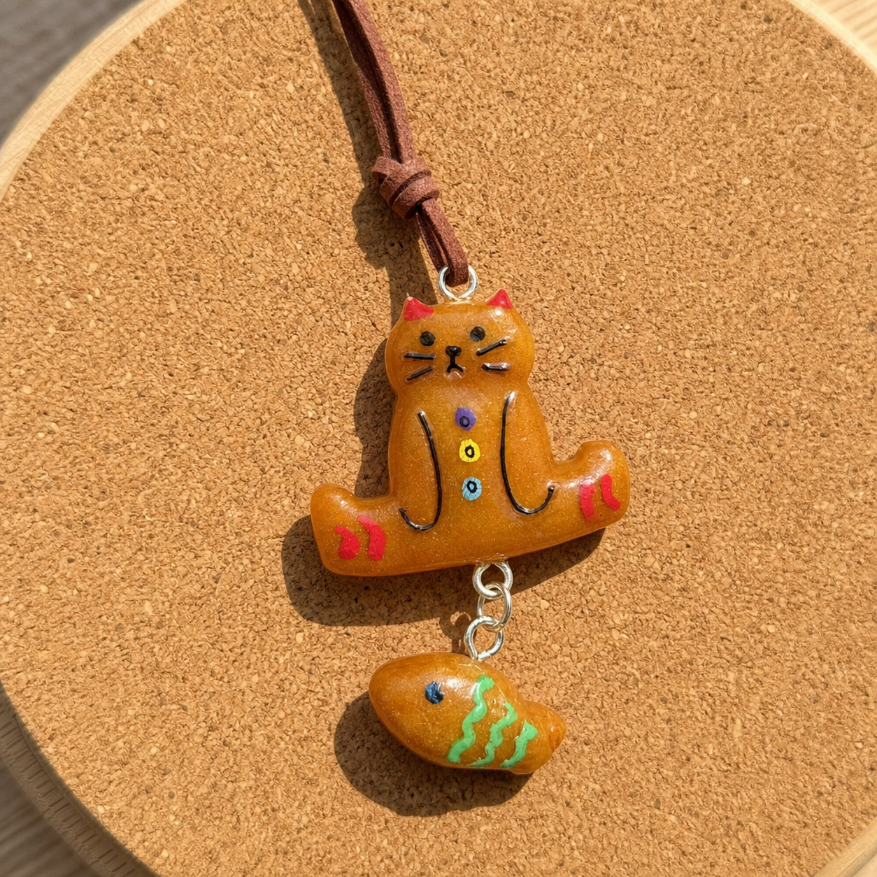 Miso ginger cat and little fish bag charm product view