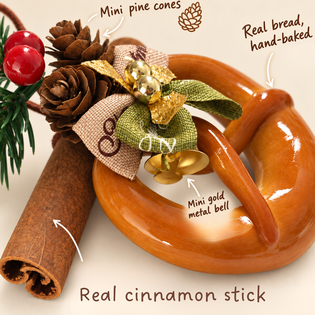Classic Cinnamon Pretzel — Handmade Real Bread Christmas Ornament