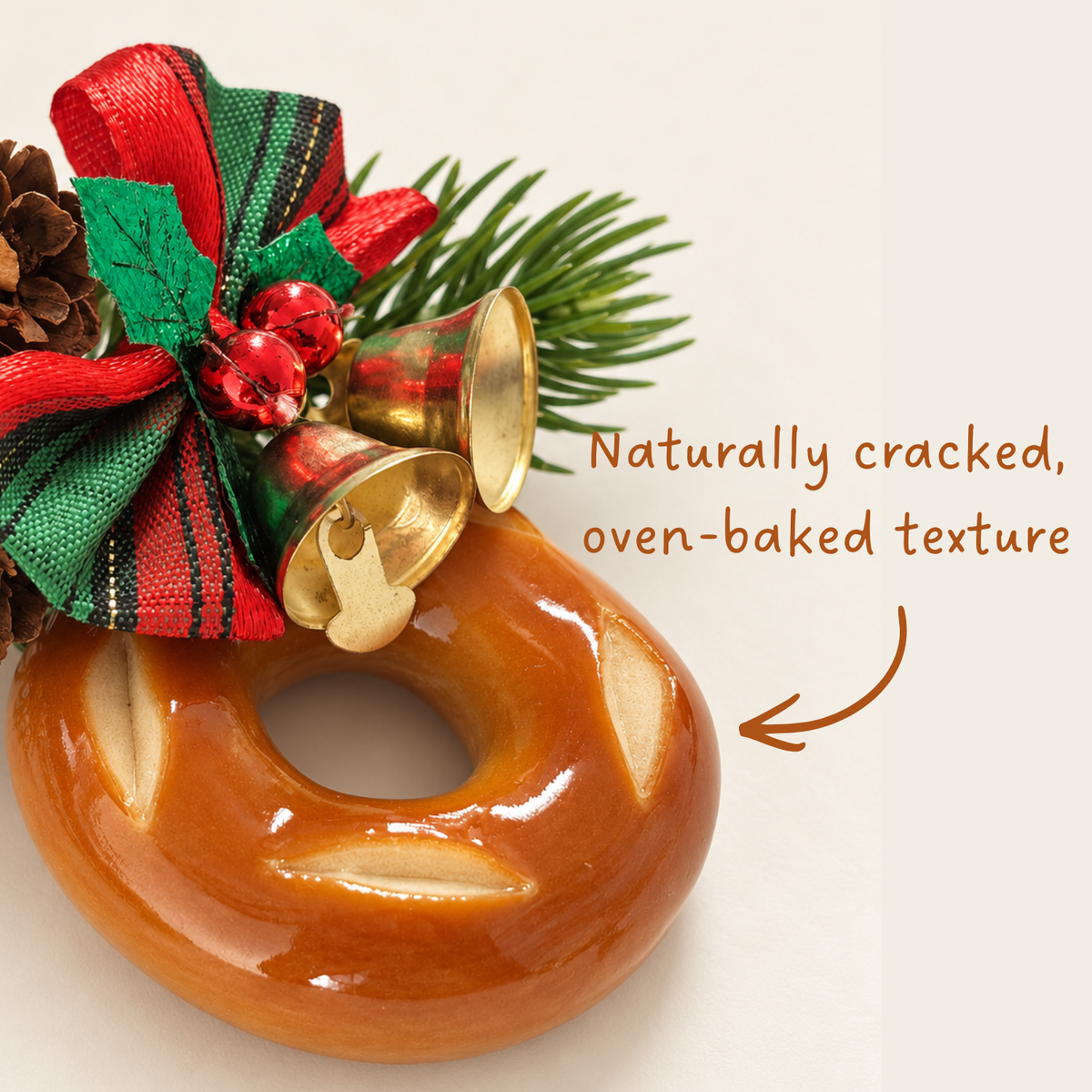 Festive Bagel Wreath — Handmade Real Bread Christmas Ornament
