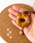 Pink and Golden Yellow Meow Donut real bread bag charms on cork