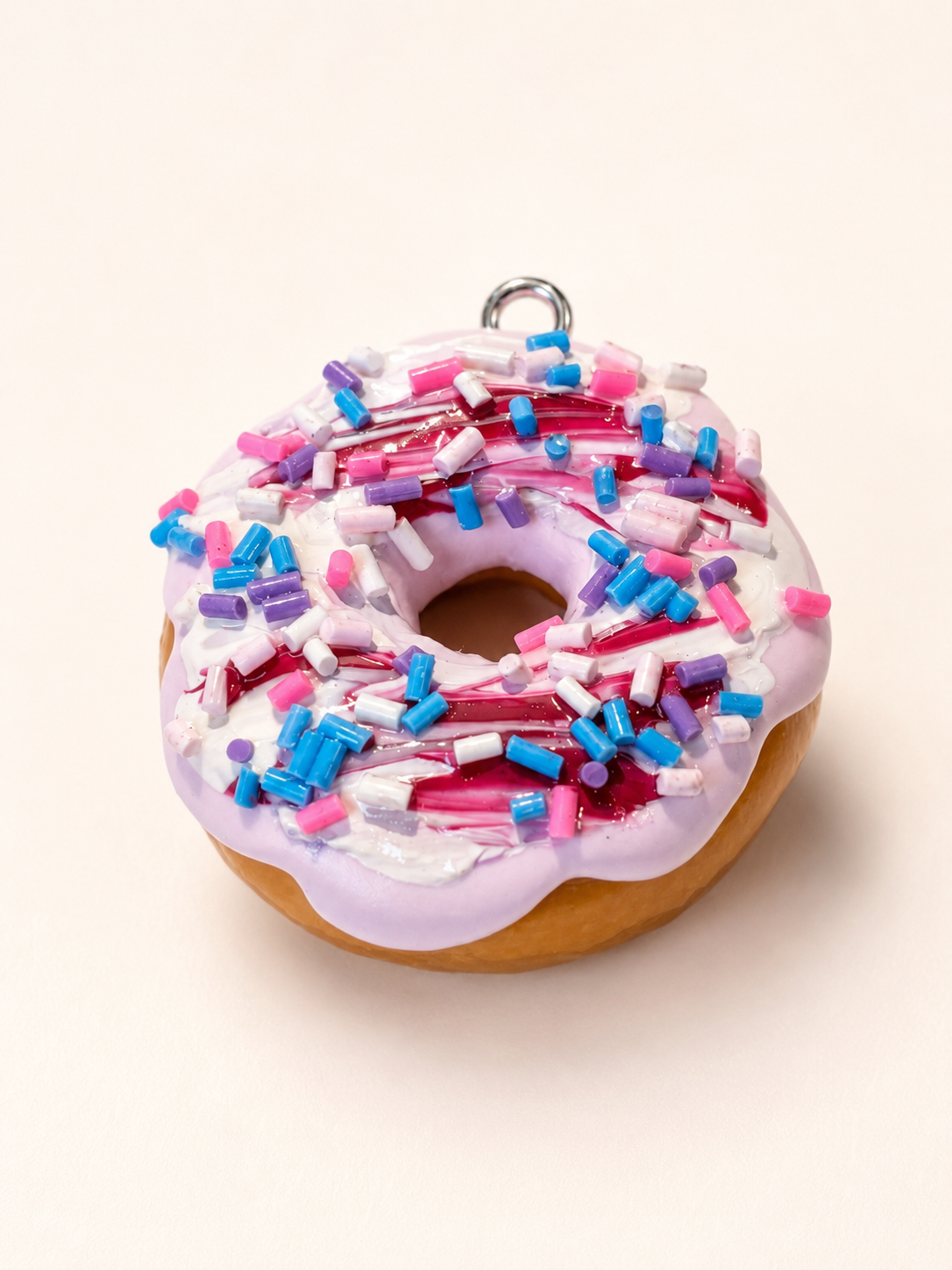 Berry Swirl Donut Charm — Handmade Real Bread Bag Charm