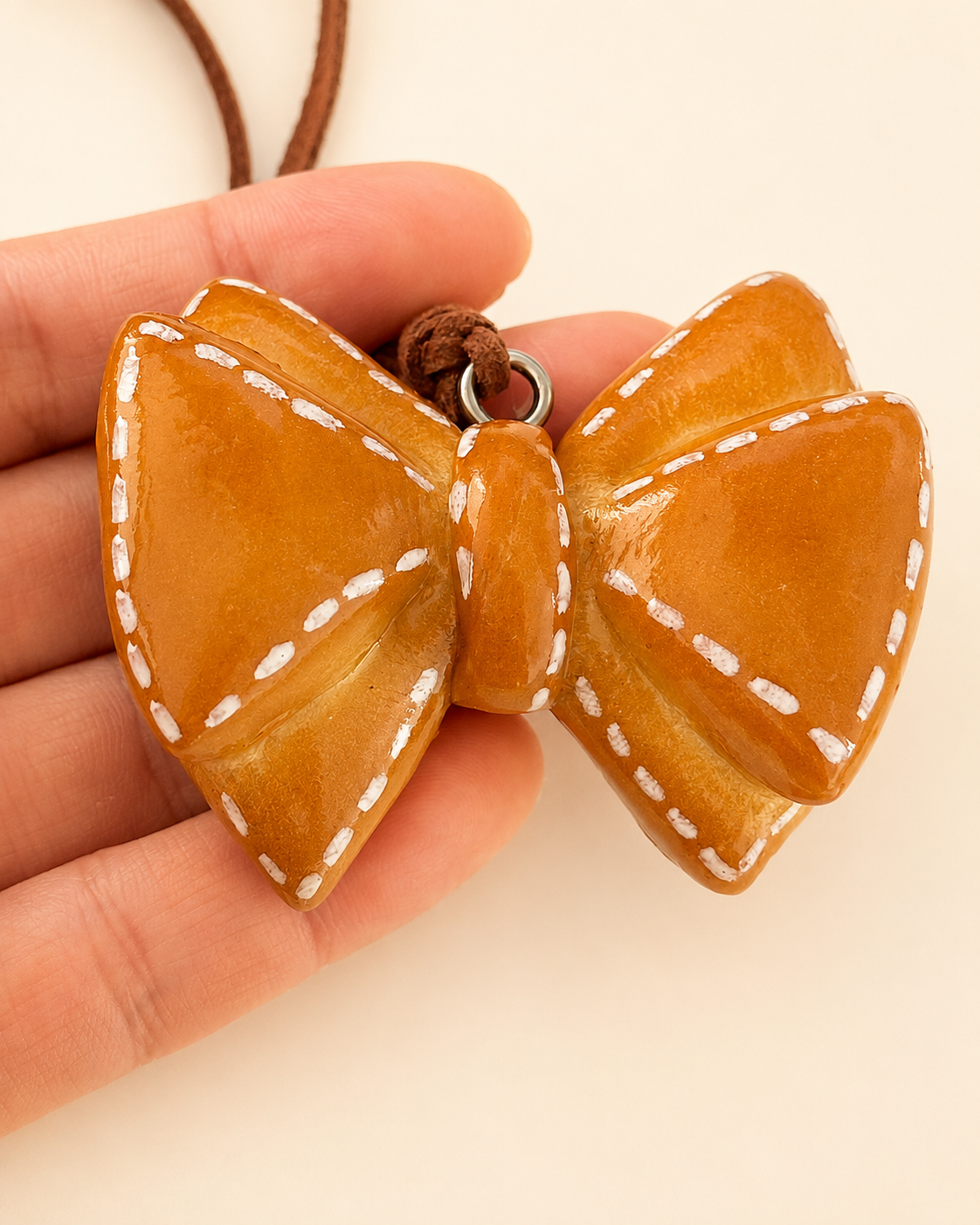 Golden Bow Bread Bag Charm — Handmade Real Bread