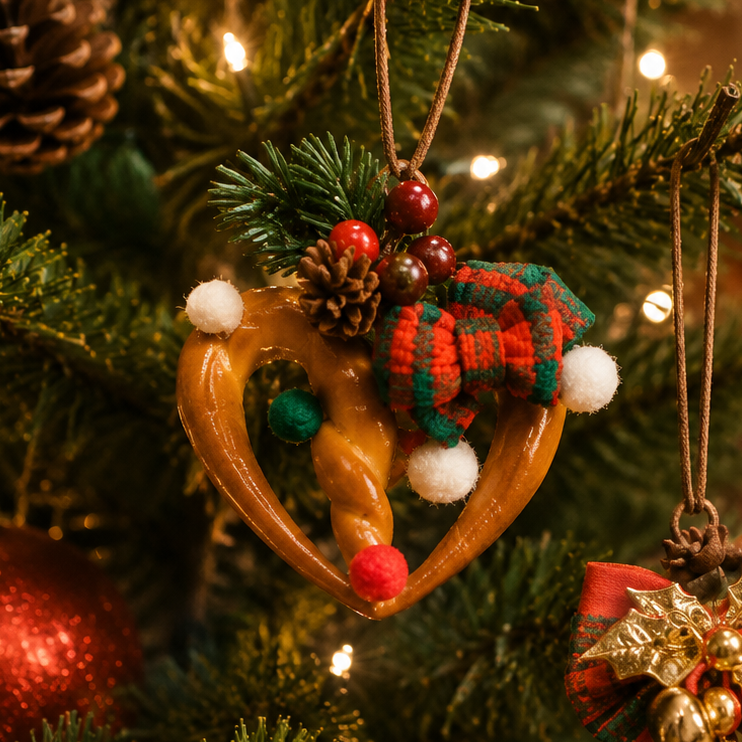 Christmas Heart Pretzel — Handmade Real Bread Ornament