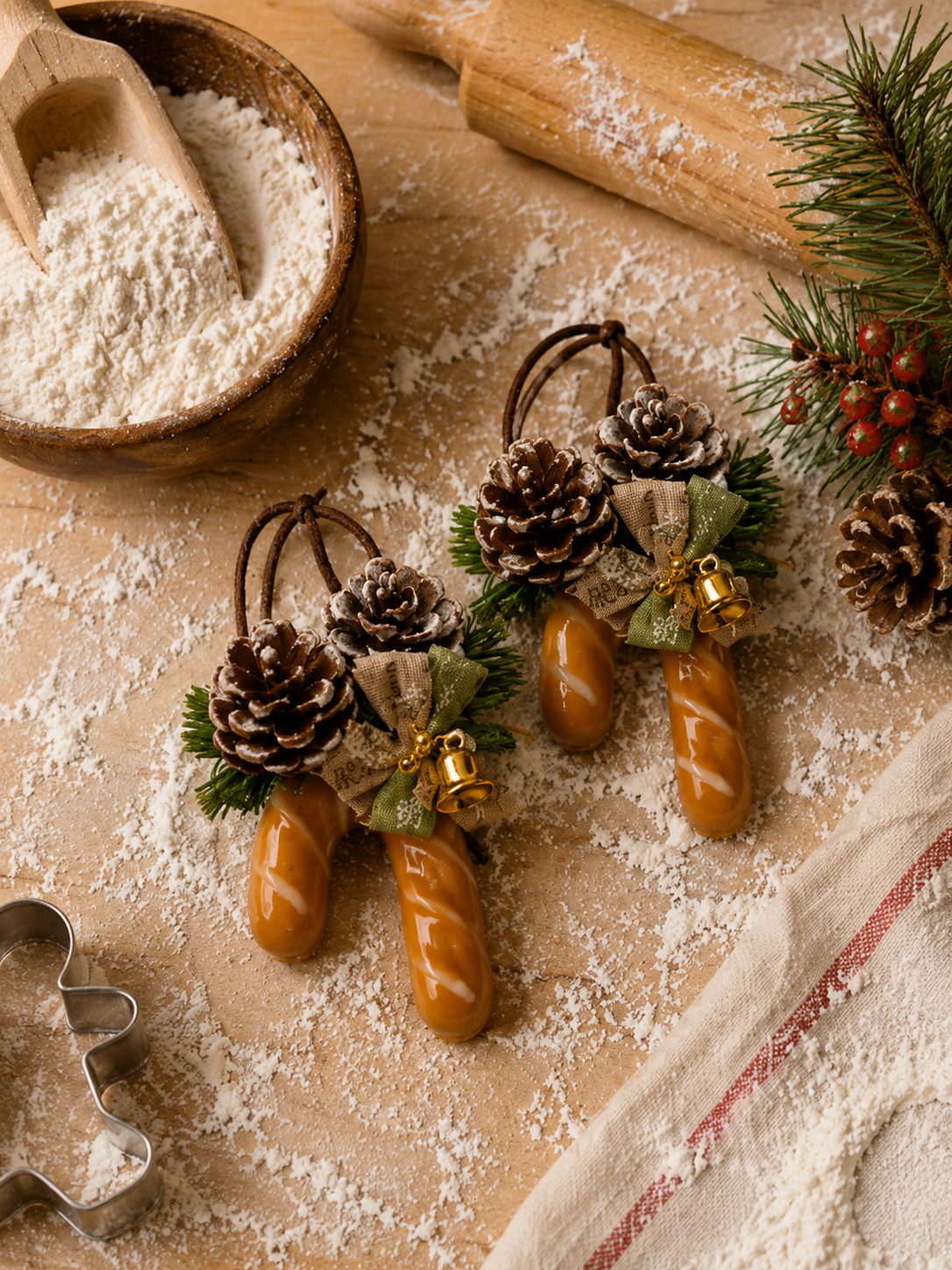 Candy Sticks — Handmade Real Bread Christmas Ornaments