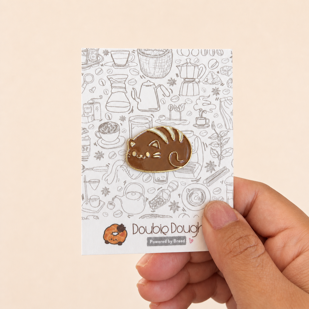 Cat Bread Pin product photo on a clean studio background