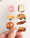 Little Bread Buddies raised 3D sticker sheet with seven bread characters
