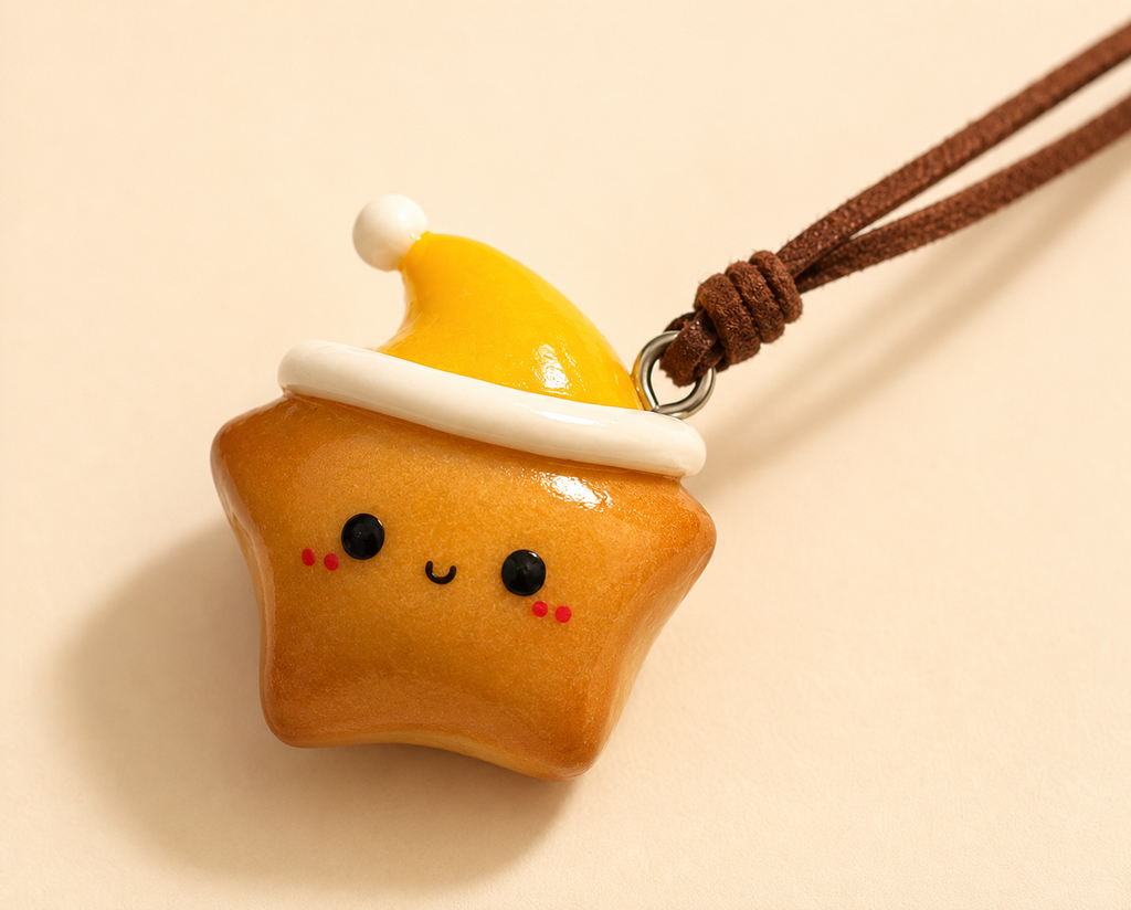 Snowcap Star Charm — Handmade Real Bread Bag Charm