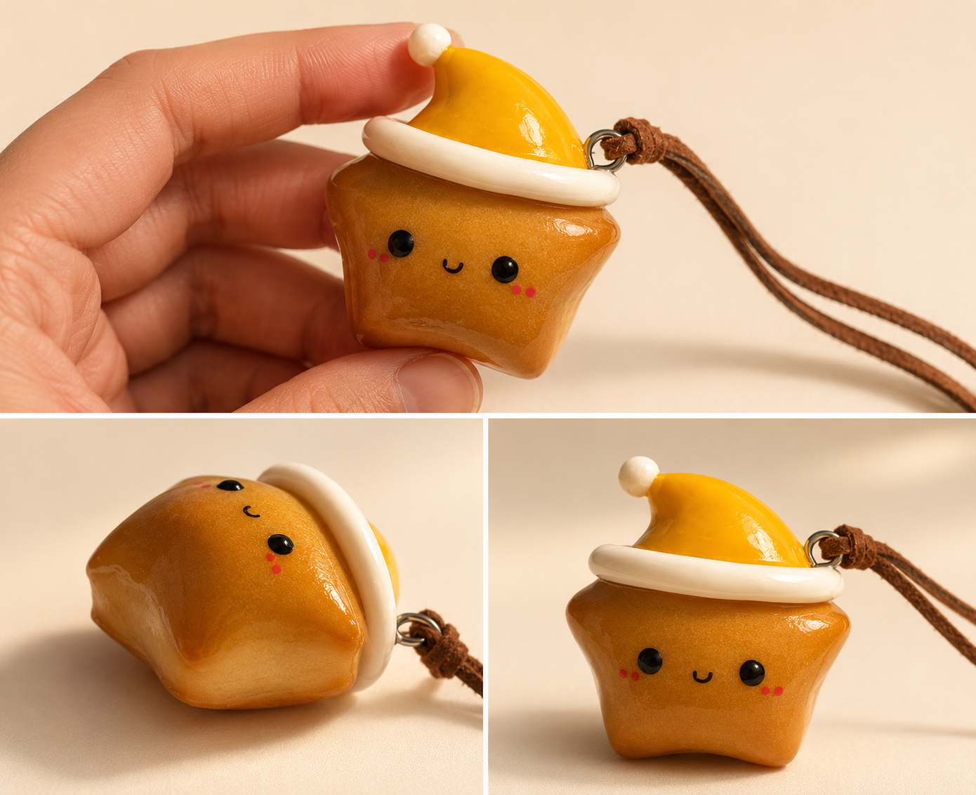 Snowcap Star Charm — Handmade Real Bread Bag Charm