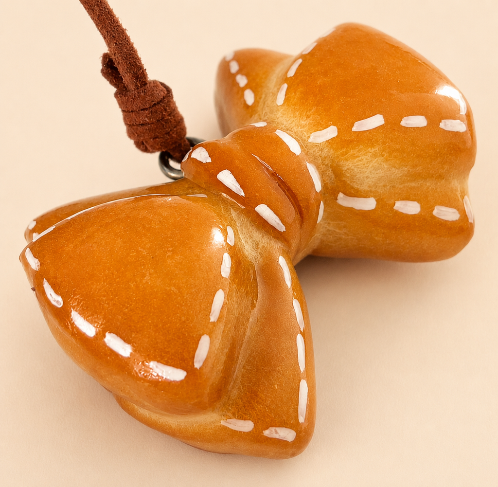 Golden Bow Bread Bag Charm — Handmade Real Bread