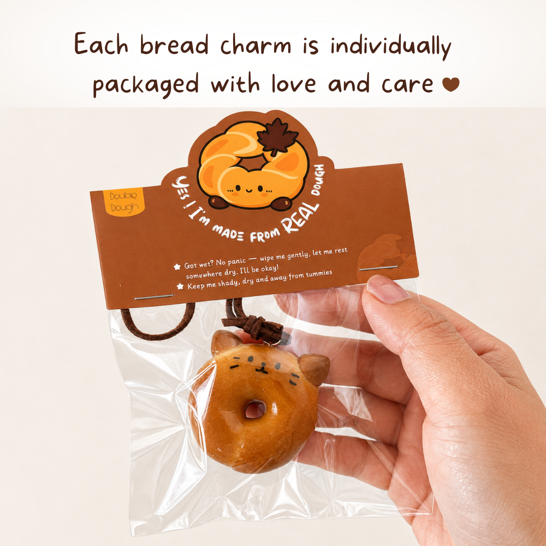 Doubie Dough bread charm gift packaging, individually wrapped with love and care