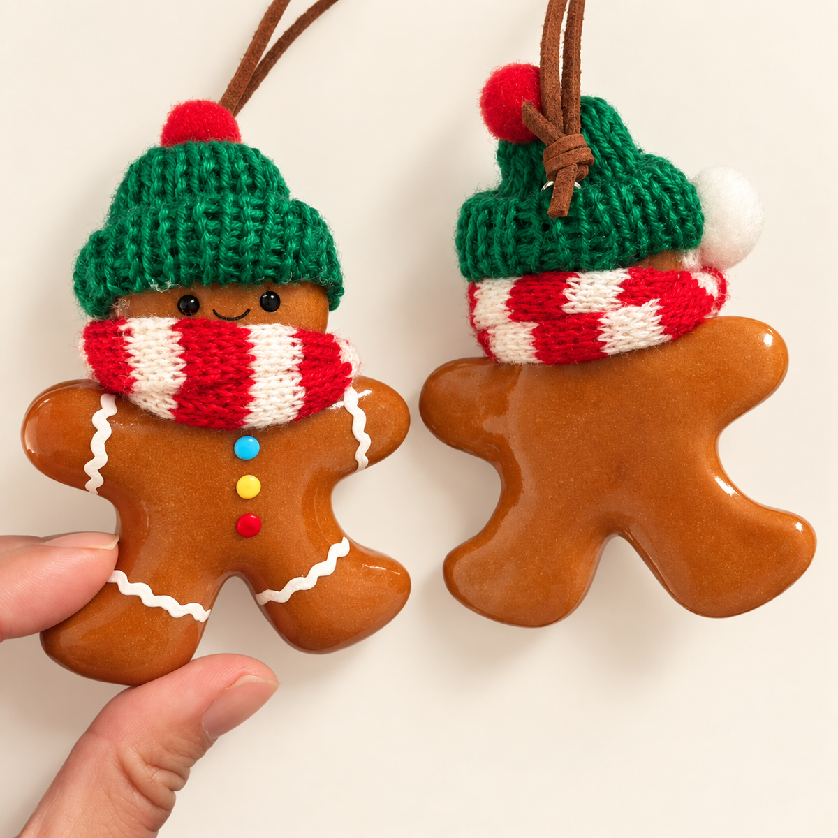 Gingerbread Buddies — Handmade Real Bread Christmas Ornaments